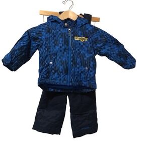 Columbia Kids 2T Snowsuit Jacket and Bib Pants Blue Black Plaid Winter Set